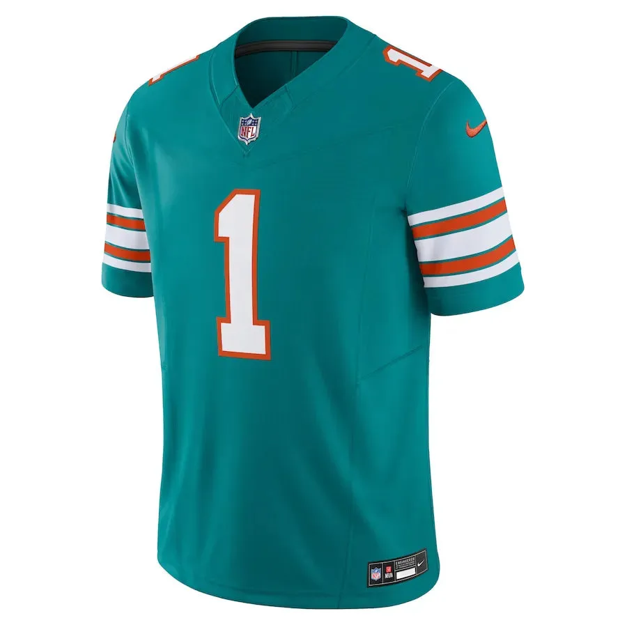Camisa NFL Miami Dolphins Acqua Nike Limited Jersey Tua Tagovailoa 1 Ciano Masculina football club merchandise
