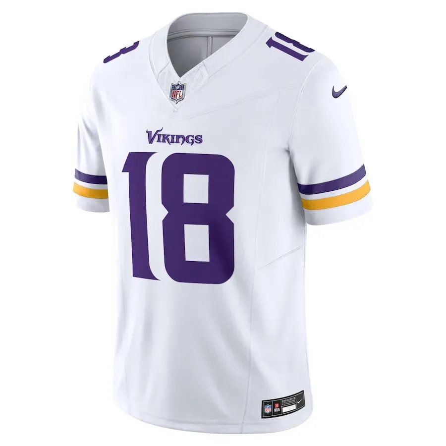 Camisa NFL Minnesota Vikings Away Justin Jefferson 18 Nike Limited Jersey Branca football fan caps