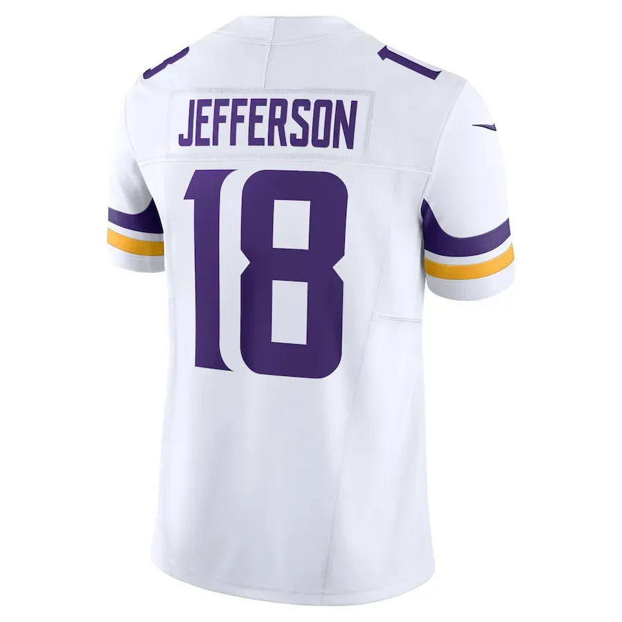 Camisa NFL Minnesota Vikings Away Justin Jefferson 18 Nike Limited Jersey Branca football fan caps