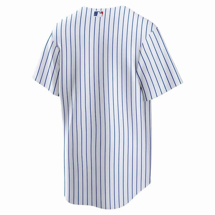 Camisa MLB Chicago Cubs Nike Home Torcedor Masculina Listrada Branca football fans merchandise