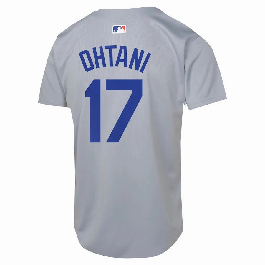 Camisa MLB Los Angeles Dodgers Away Nike Torcedor Masculina Cinza Shohei Ohtani 17 football supporters gear