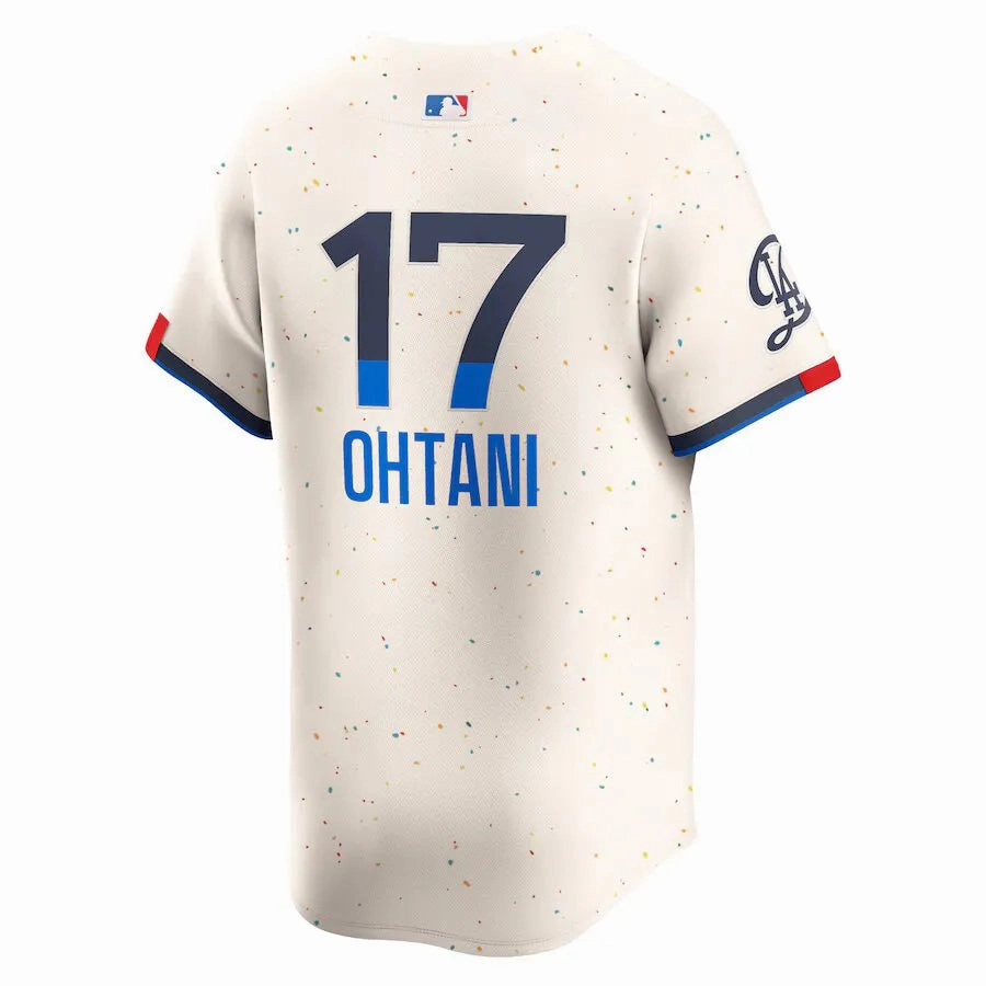 Camisa MLB Los Angeles Dodgers City Connect Nike Torcedor Masculina Bege Shohei Ohtani 17 national team fan gear