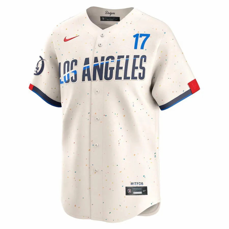Camisa MLB Los Angeles Dodgers City Connect Nike Torcedor Masculina Bege Shohei Ohtani 17 national team fan gear