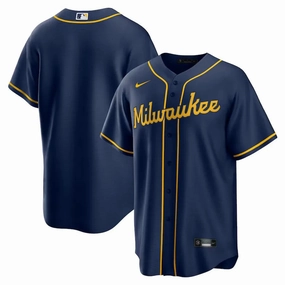 Camisa MLB Milwaukee Brewers NikeNavy Alternate Torcedor Masculina Azul football fan notebooks soccer match tickets