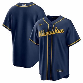 Camisa MLB Milwaukee Brewers NikeNavy Alternate Torcedor Masculina Azul soccer fan posters football fan mugs