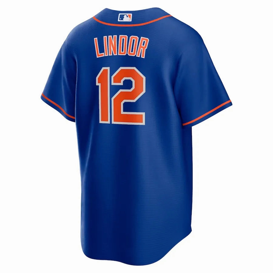 Camisa MLB New York Mets Nike II Torcedor Masculina Azul Francisco Lindor 12 football fan mugs
