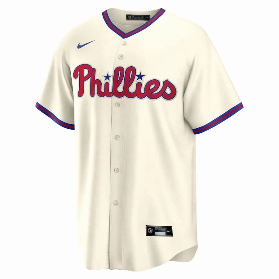 Camisa MLB Philadelphia Phillies Nike III Cream Torcedor Masculina football fan pins