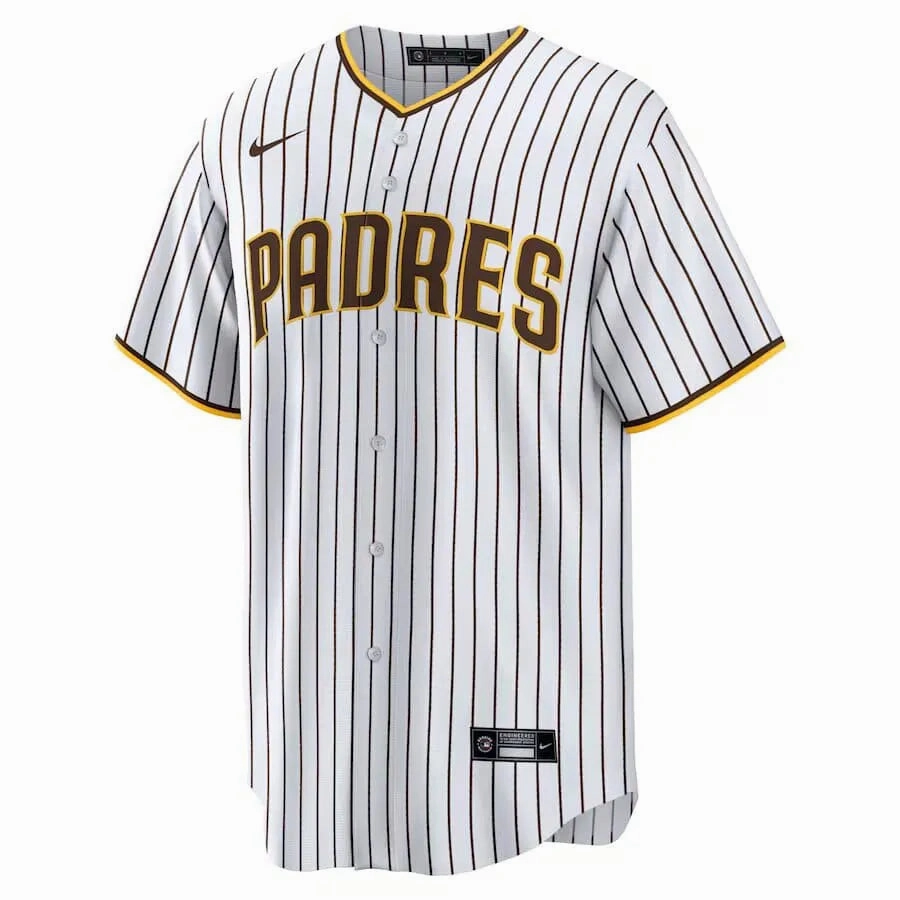 Camisa MLB San Diego Padres Nike Home Torcedor Masculina Listrada Listrada Branca Tatis Jr. 23 football fan backpacks