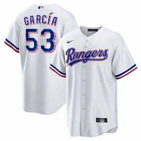 Camisa MLB Texas Rangers I Nike Torcedor Masculina Branca Adolis Garcia 53 football fan posters football fan keychains