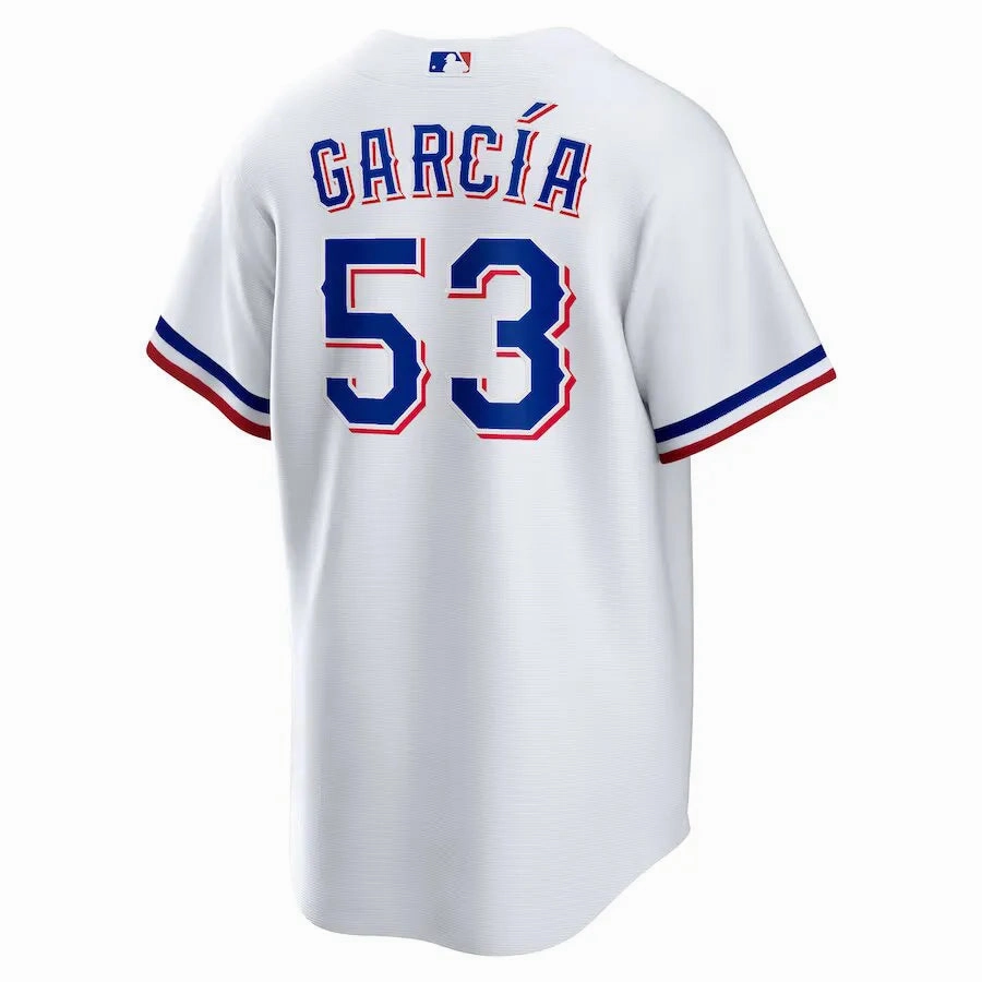 Camisa MLB Texas Rangers I Nike Torcedor Masculina Branca Adolis Garcia 53 football fan posters