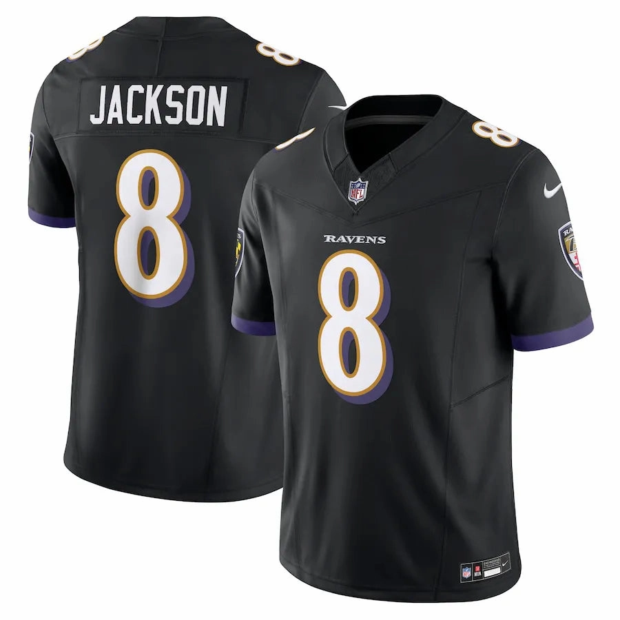 Camisa NFL Baltimore Ravens Black Lamar Jackson 8 Nike Limited Jersey Preta football fan notebooks football fan badges
