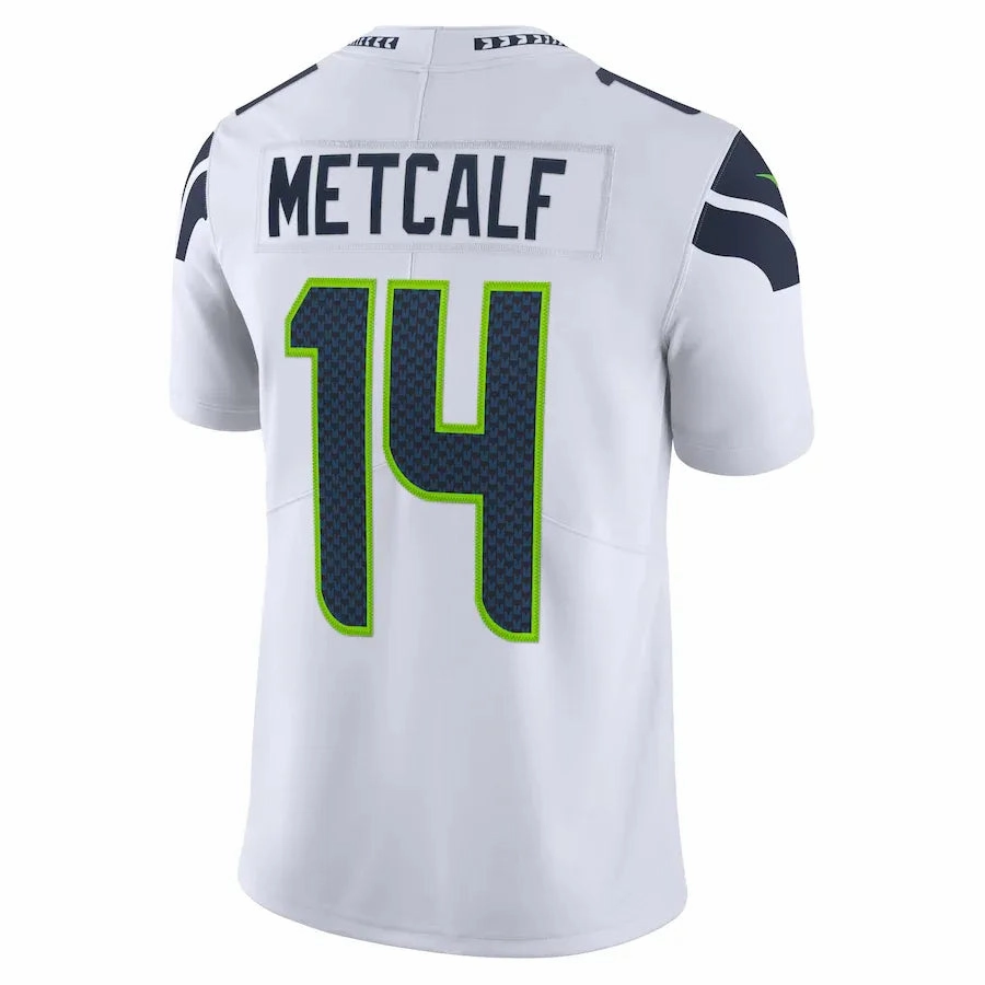 Camisa NFL Seattle Seahawks Metcalf 14 Nike Limited Jersey Branca football club wristbands