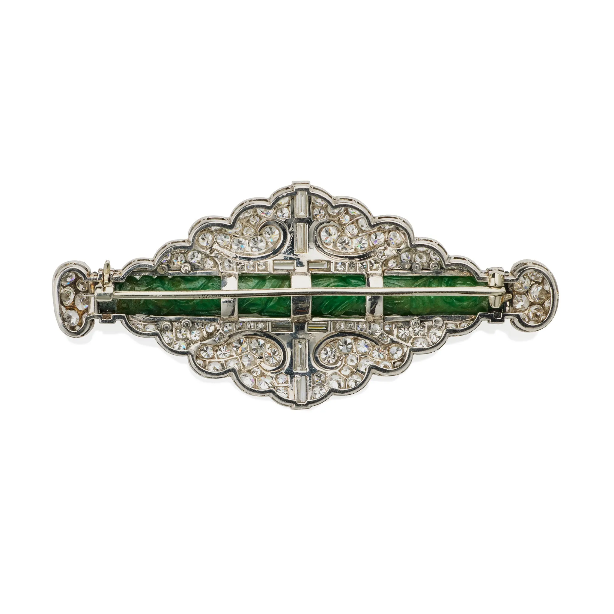 Cartier Art Deco Jadeite and Diamond Brooch