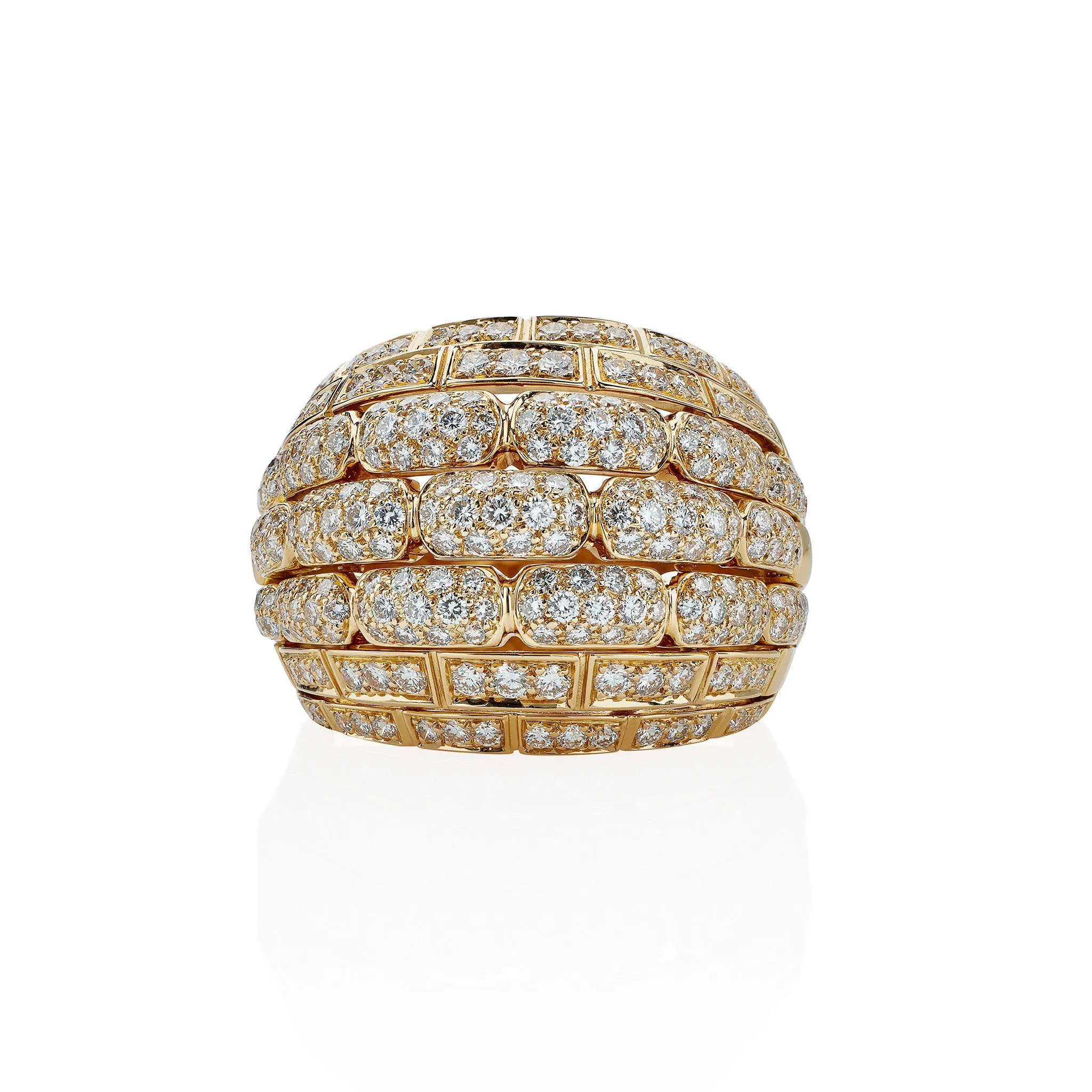 Cartier Paris 18K Gold and Diamond "Maillon Panthre" Bomb Ring