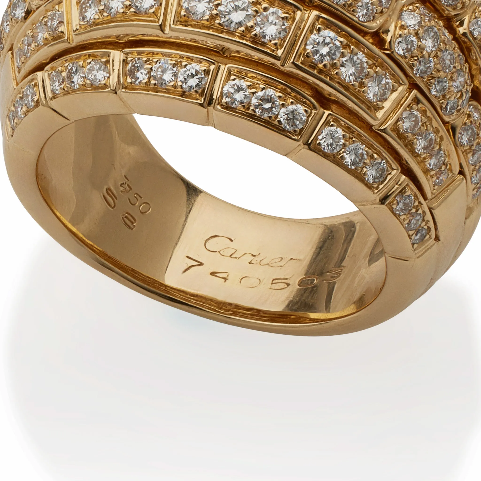 Cartier Paris 18K Gold and Diamond "Maillon Panthre" Bomb Ring