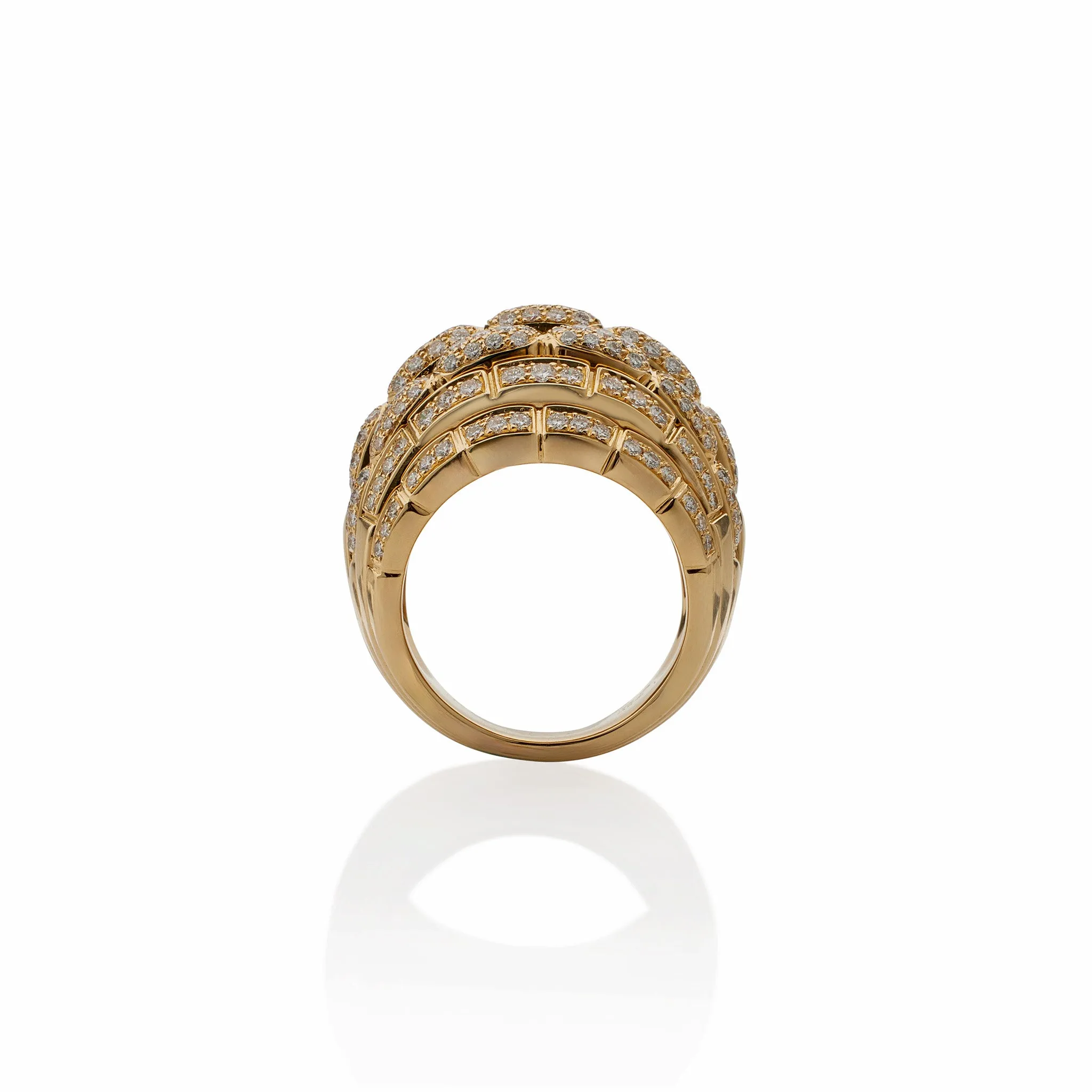 Cartier Paris 18K Gold and Diamond "Maillon Panthre" Bomb Ring