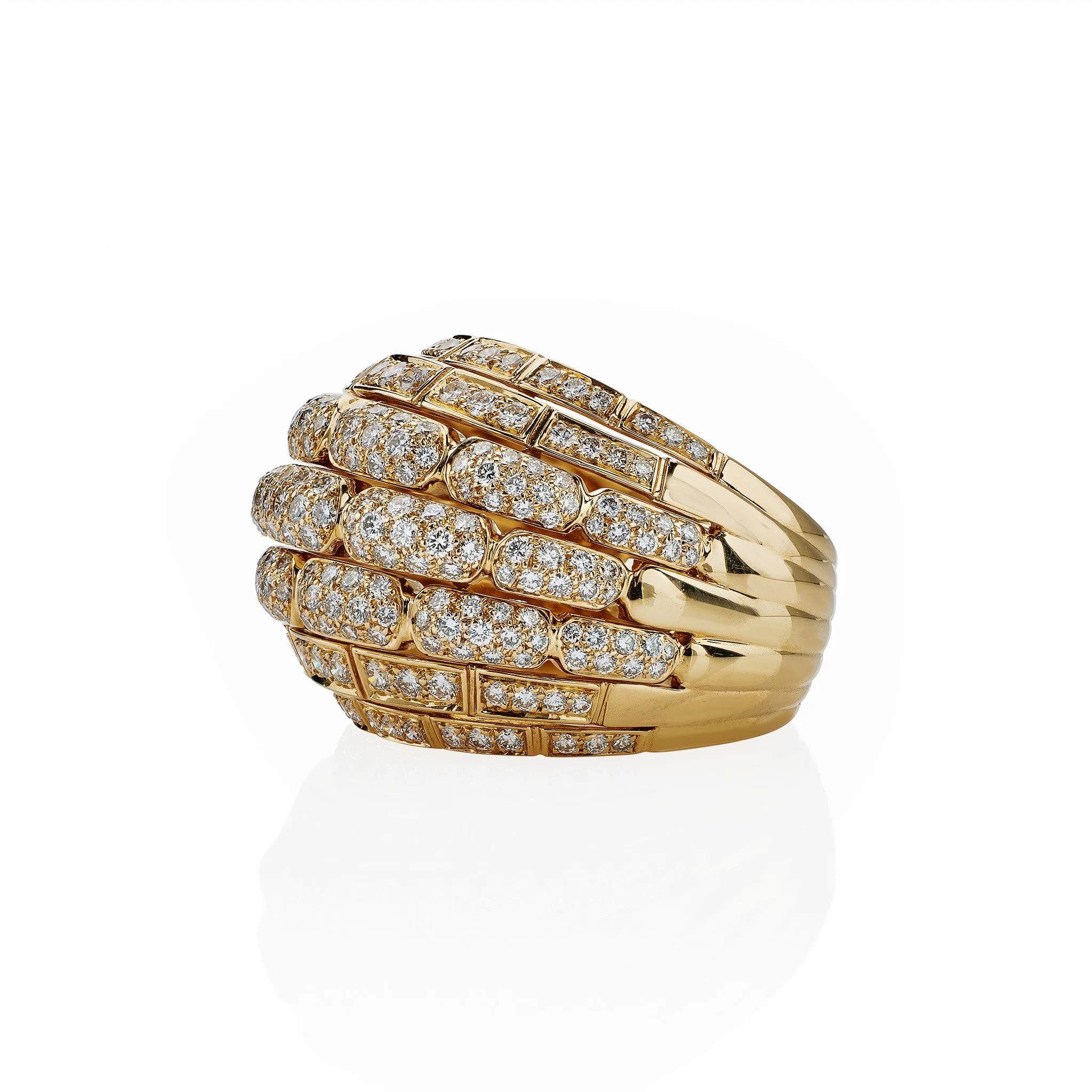 Cartier Paris 18K Gold and Diamond "Maillon Panthre" Bomb Ring