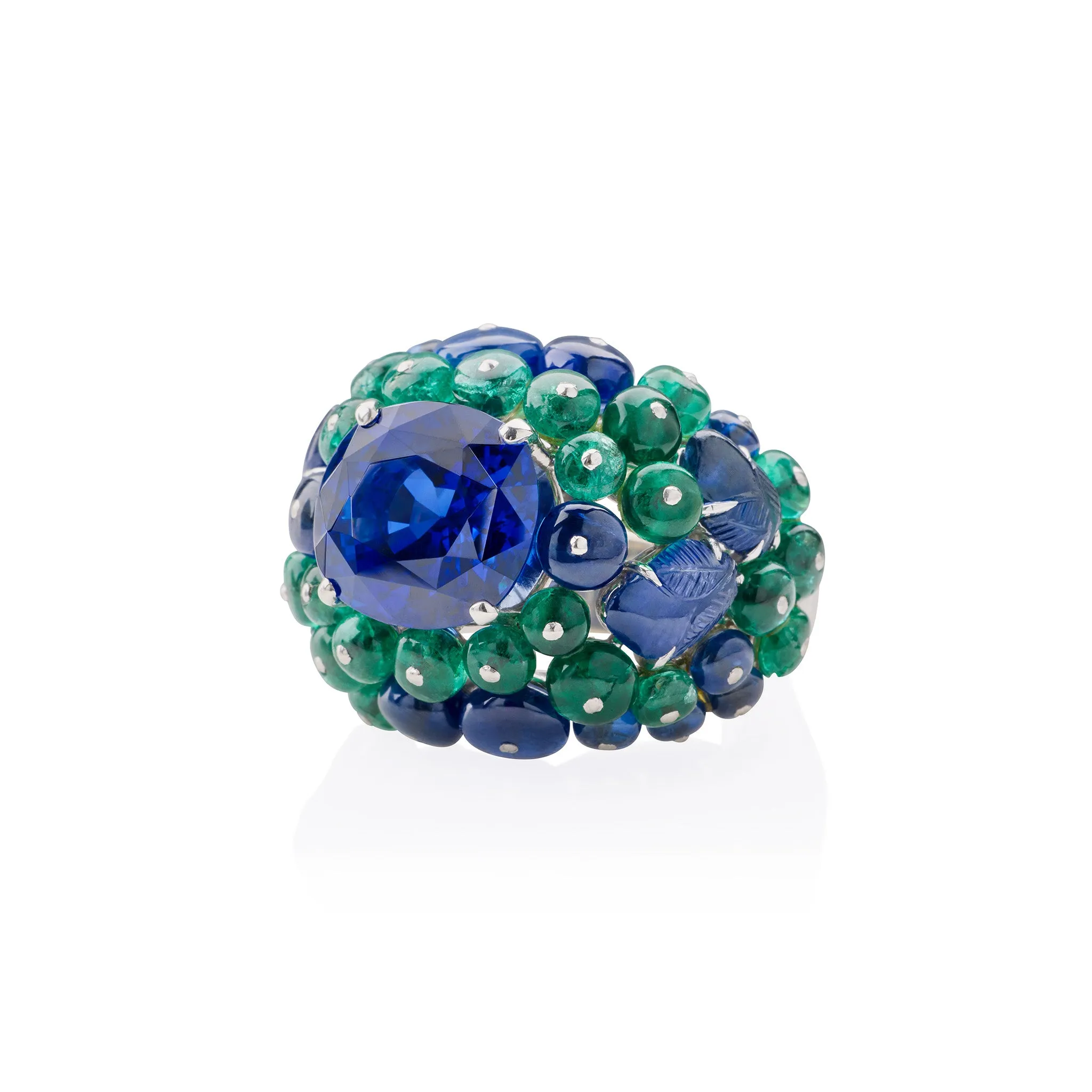 Cartier Paris Ceylon Sapphire and Emerald Boule Ring