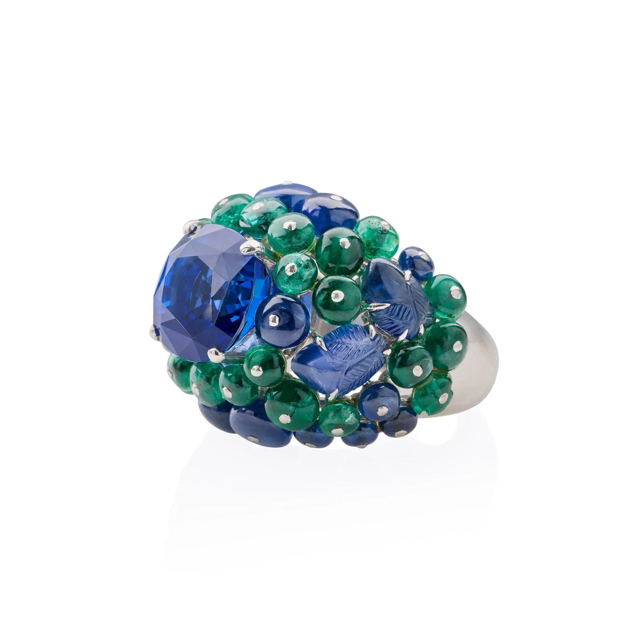 Cartier Paris Ceylon Sapphire and Emerald Boule Ring