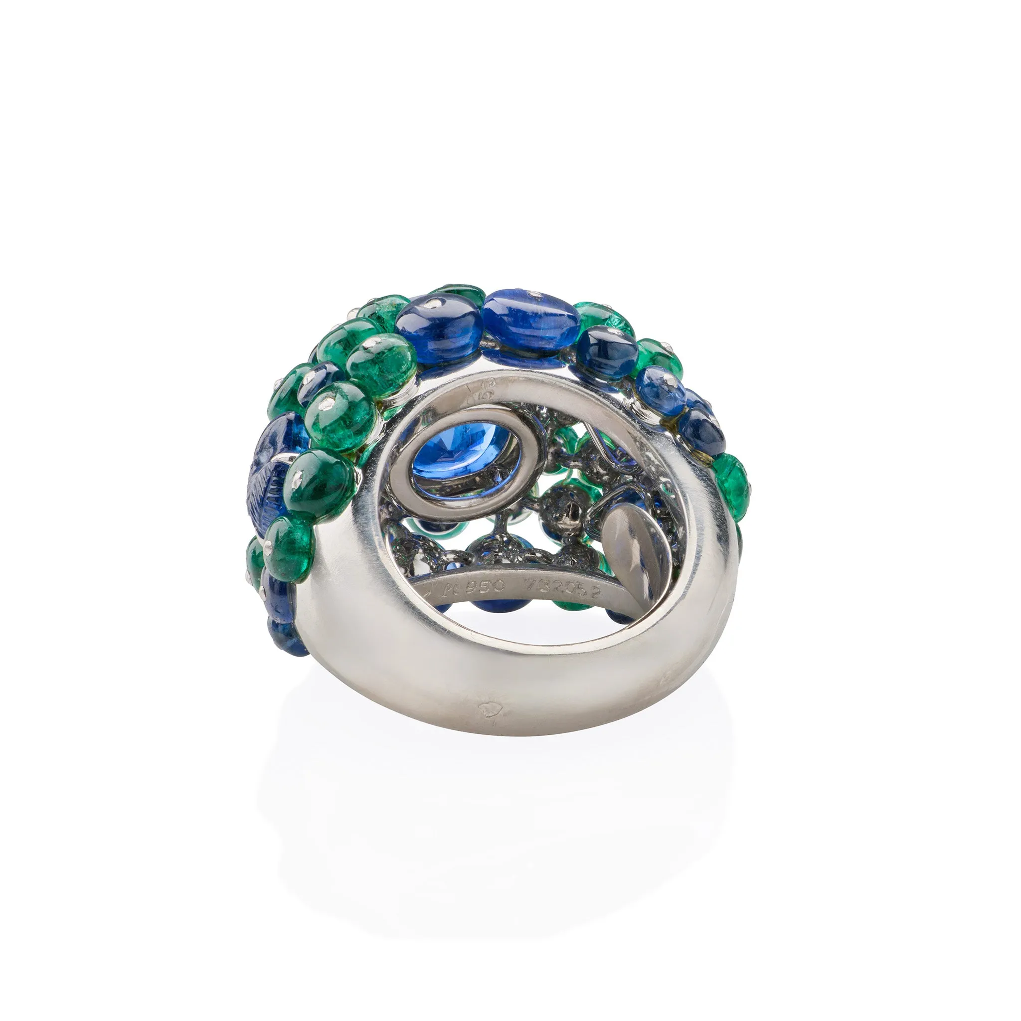 Cartier Paris Ceylon Sapphire and Emerald Boule Ring