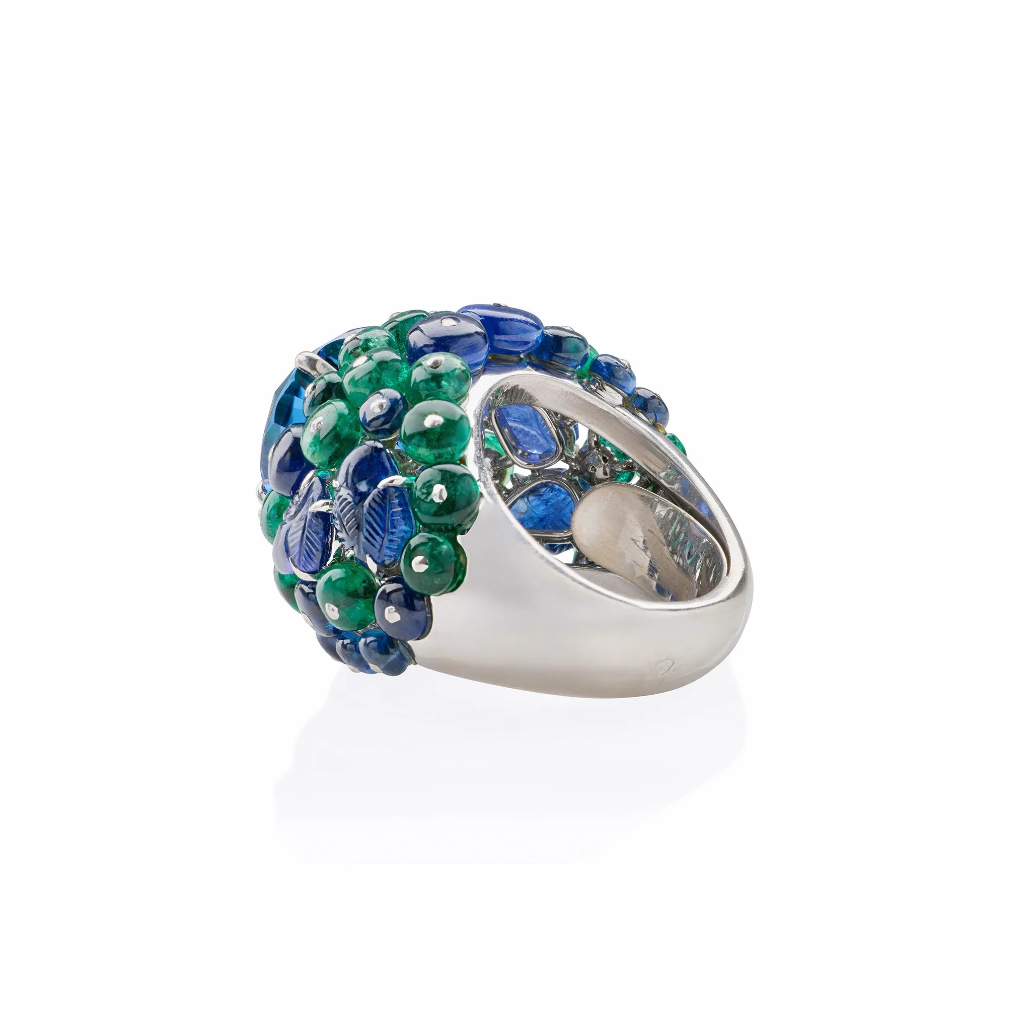 Cartier Paris Ceylon Sapphire and Emerald Boule Ring