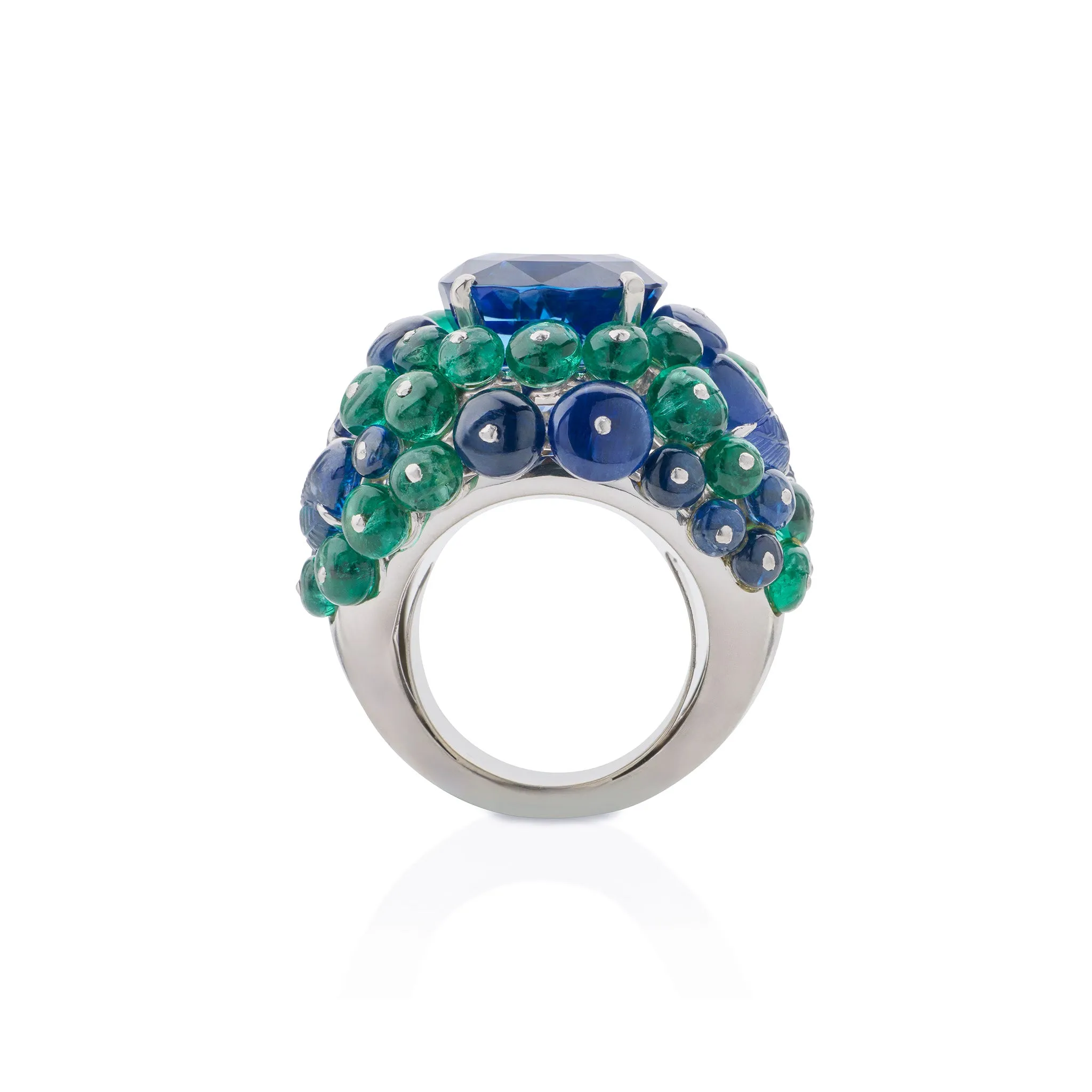 Cartier Paris Ceylon Sapphire and Emerald Boule Ring