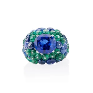 Cartier Paris Ceylon Sapphire and Emerald Boule Ring