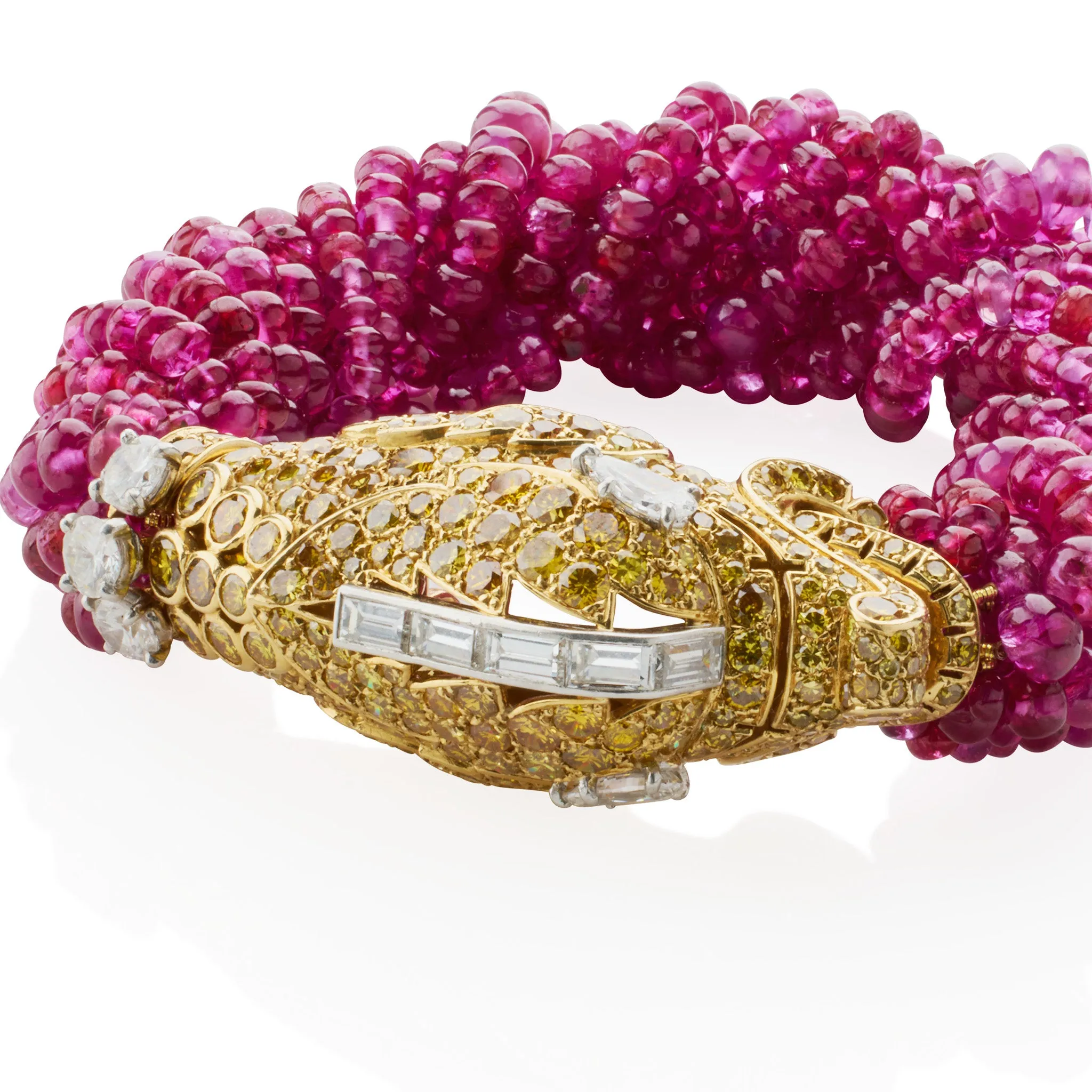 Cartier Paris Diamond and Ruby Chimera Head Bracelet