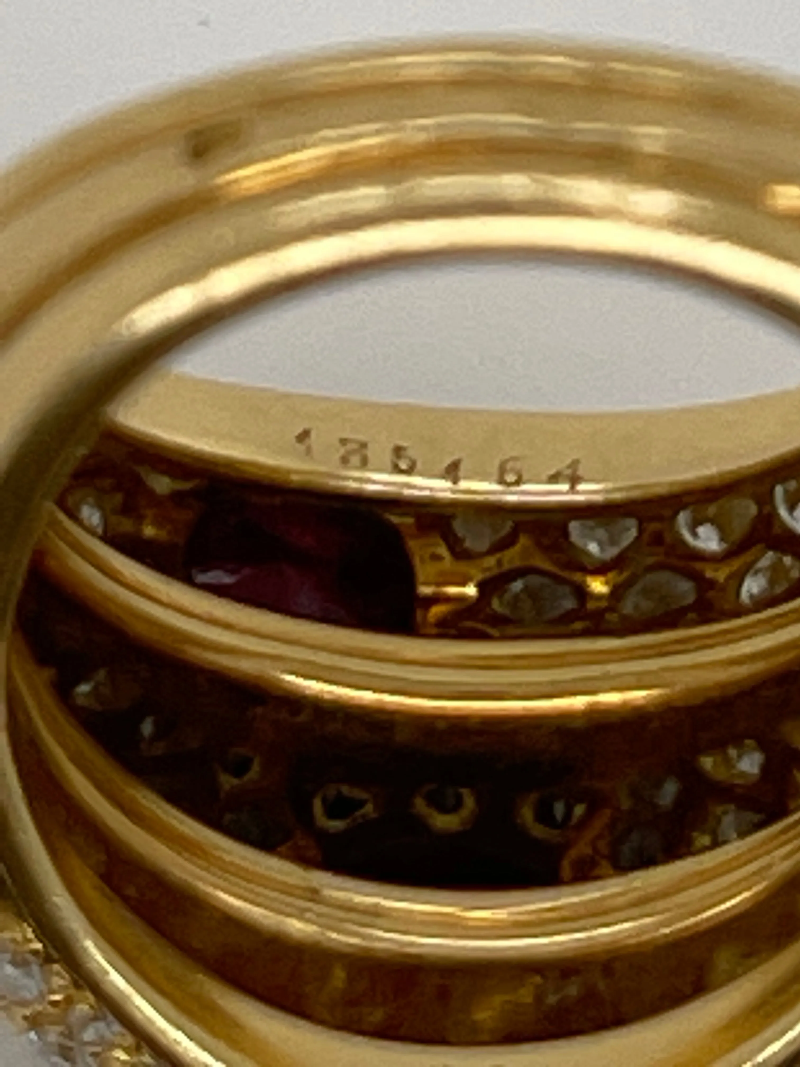 Cartier Ruby and Diamond Three Band Ring