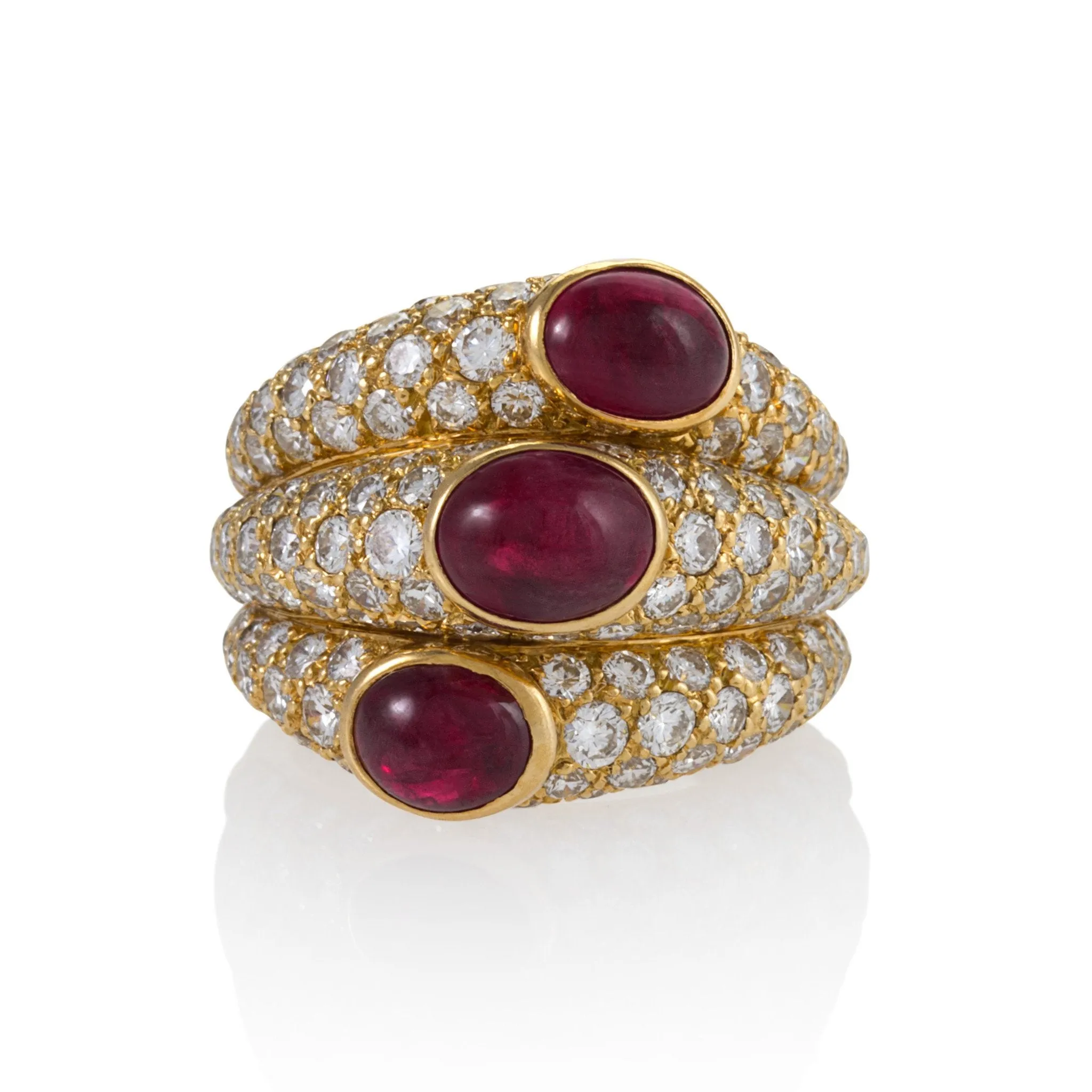 Cartier Ruby and Diamond Three Band Ring