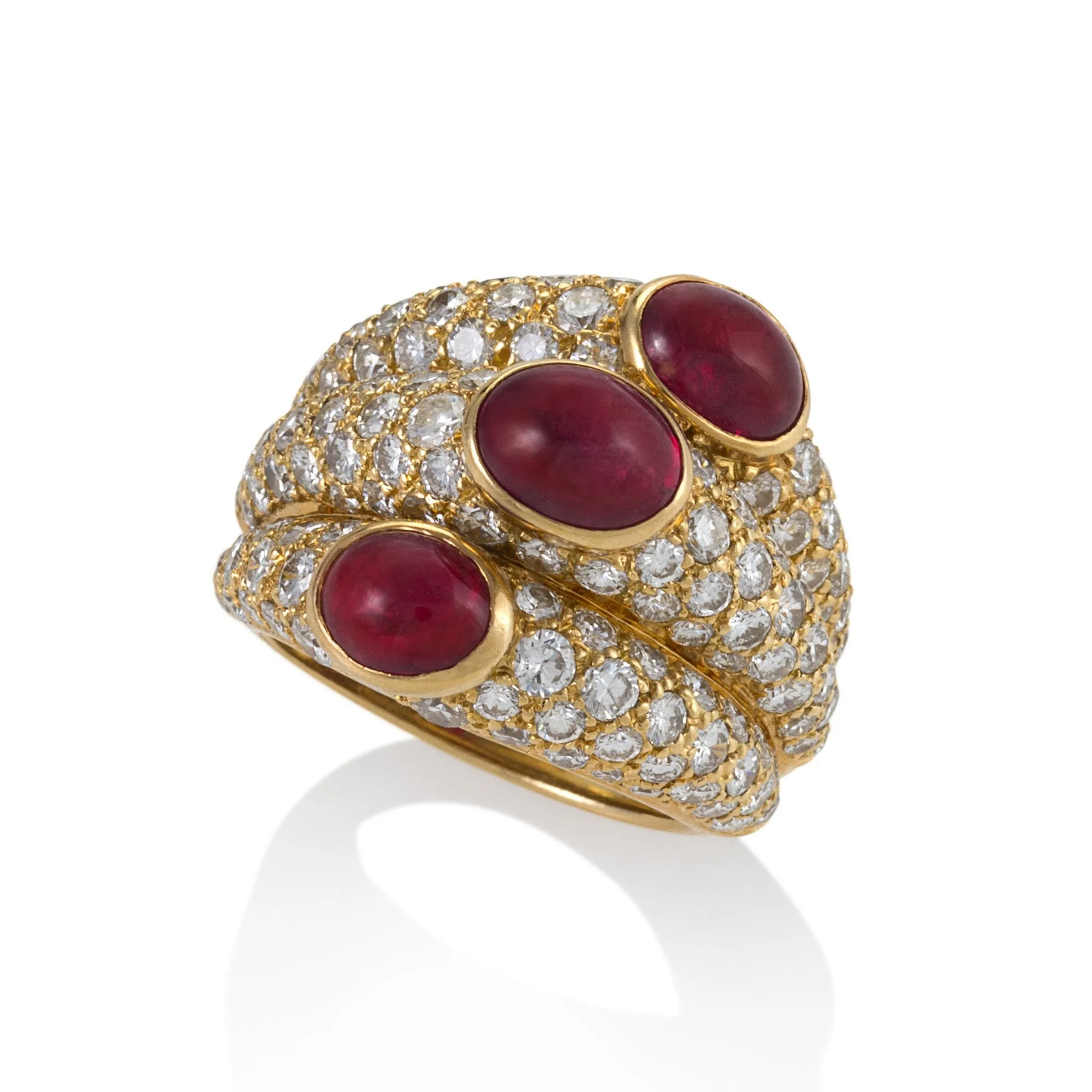Cartier Ruby and Diamond Three Band Ring