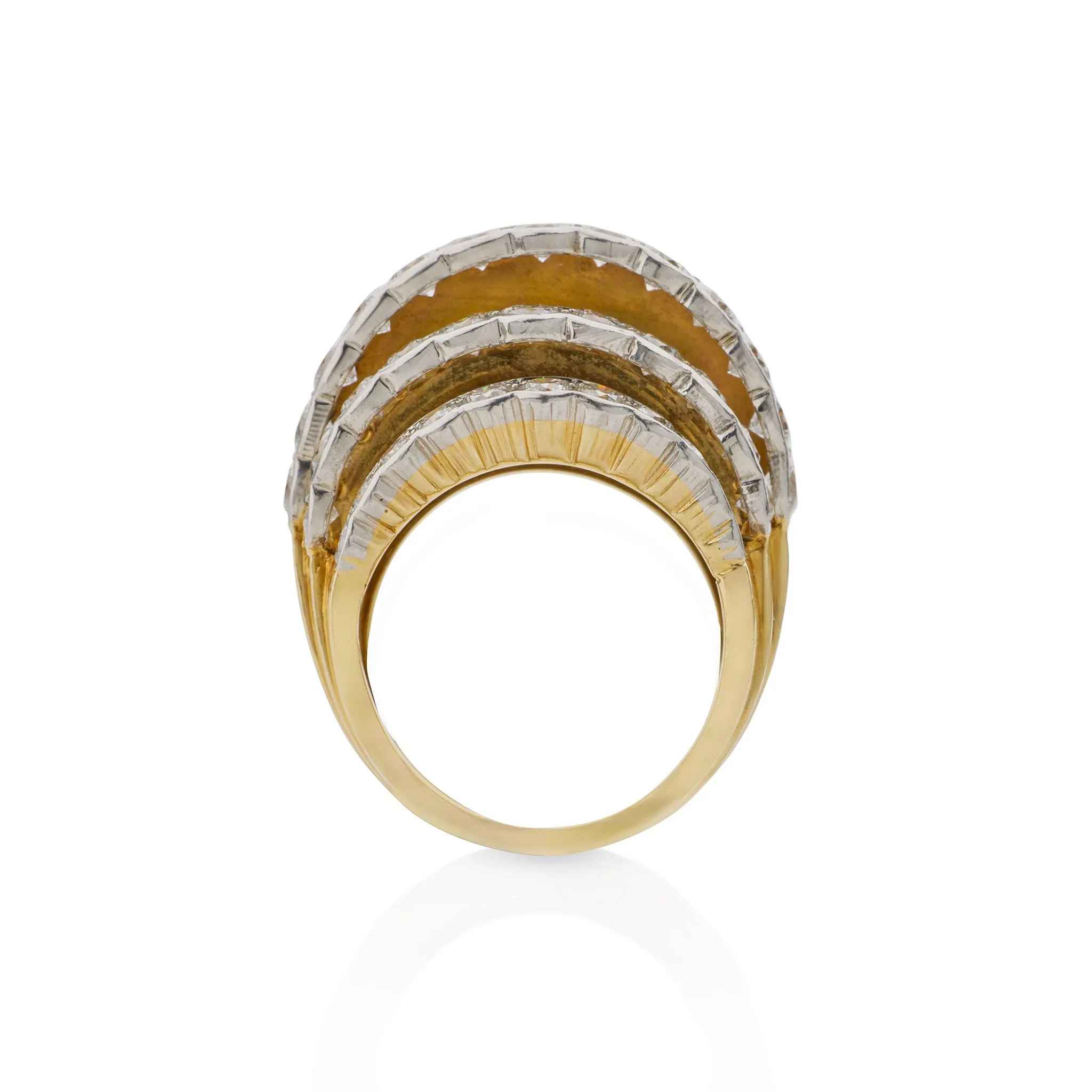 Cartier Stepped Gold and Diamond Ring