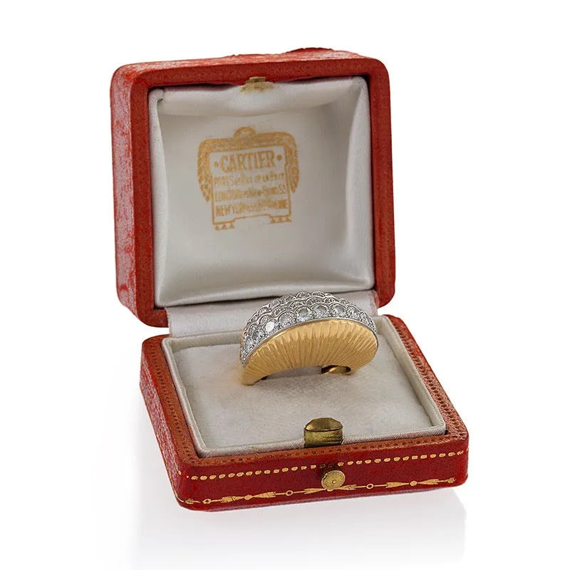 Cartier Stepped Gold and Diamond Ring