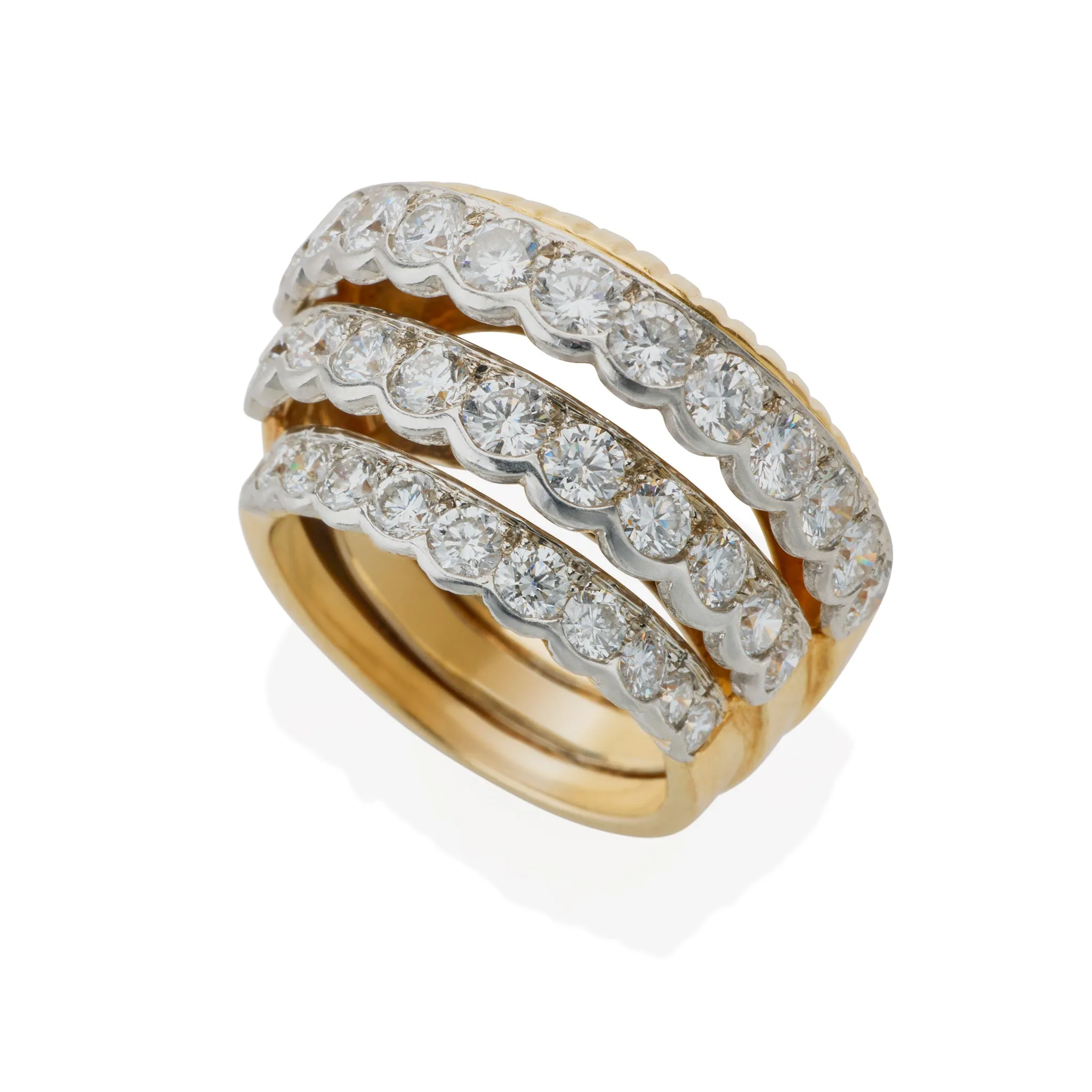 Cartier Stepped Gold and Diamond Ring