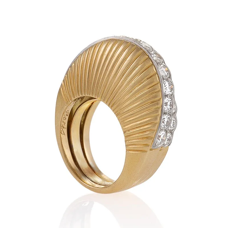 Cartier Stepped Gold and Diamond Ring
