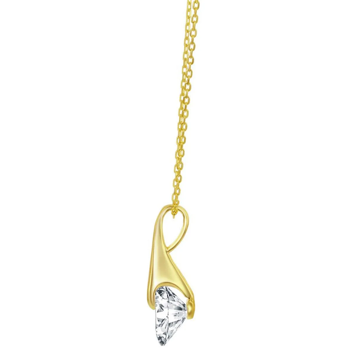 Classic Women's Necklace - Gold Plated Sterling Silver 10mm Heart CZ | M-6779-GP