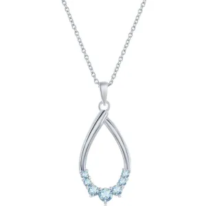 Classic Women's Necklace - Sterling Pear-shaped Sky Blue Topaz Gemstone | M-6950
