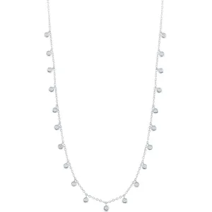 Classic Women's Necklace - Sterling Silver Dangling Bezel-Set CZ | M-6818