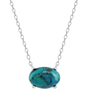 Classic Women's Necklace - Sterling Silver Oval Turquoise | M-6847