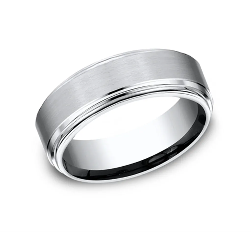 Cobalt Chrome Satin Polish 8mm Double Step Wedding Band