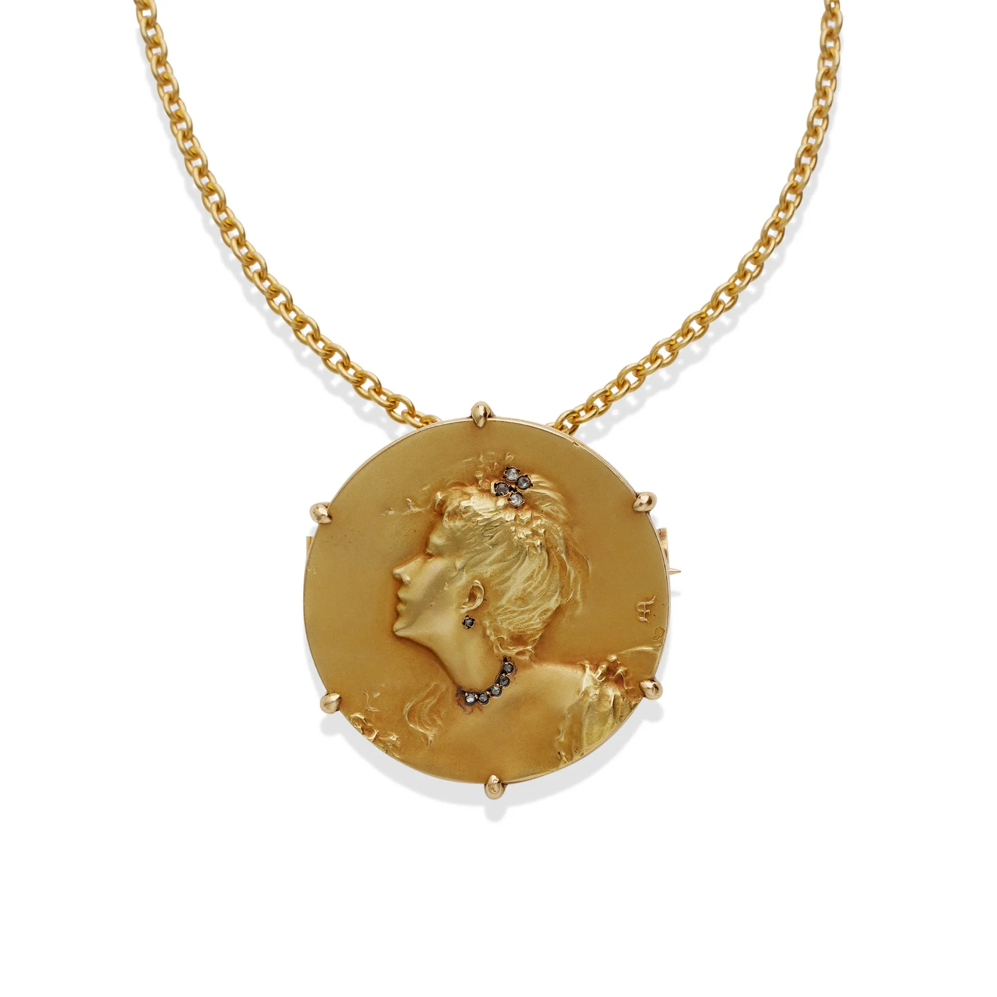 Comte d'Epinay de Briort Art Nouveau Medal-Jewel "Habill" Pendant Brooch