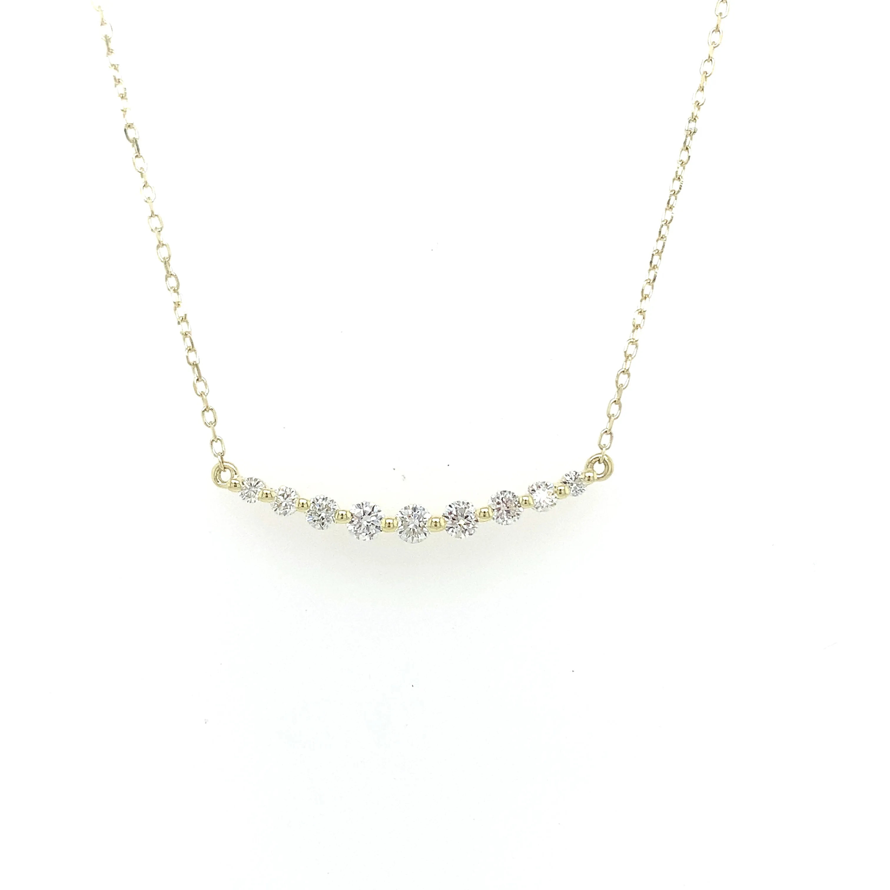 Curved Diamond Bar Necklace