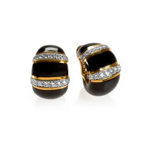 David Webb Enamel and Diamond Earrings