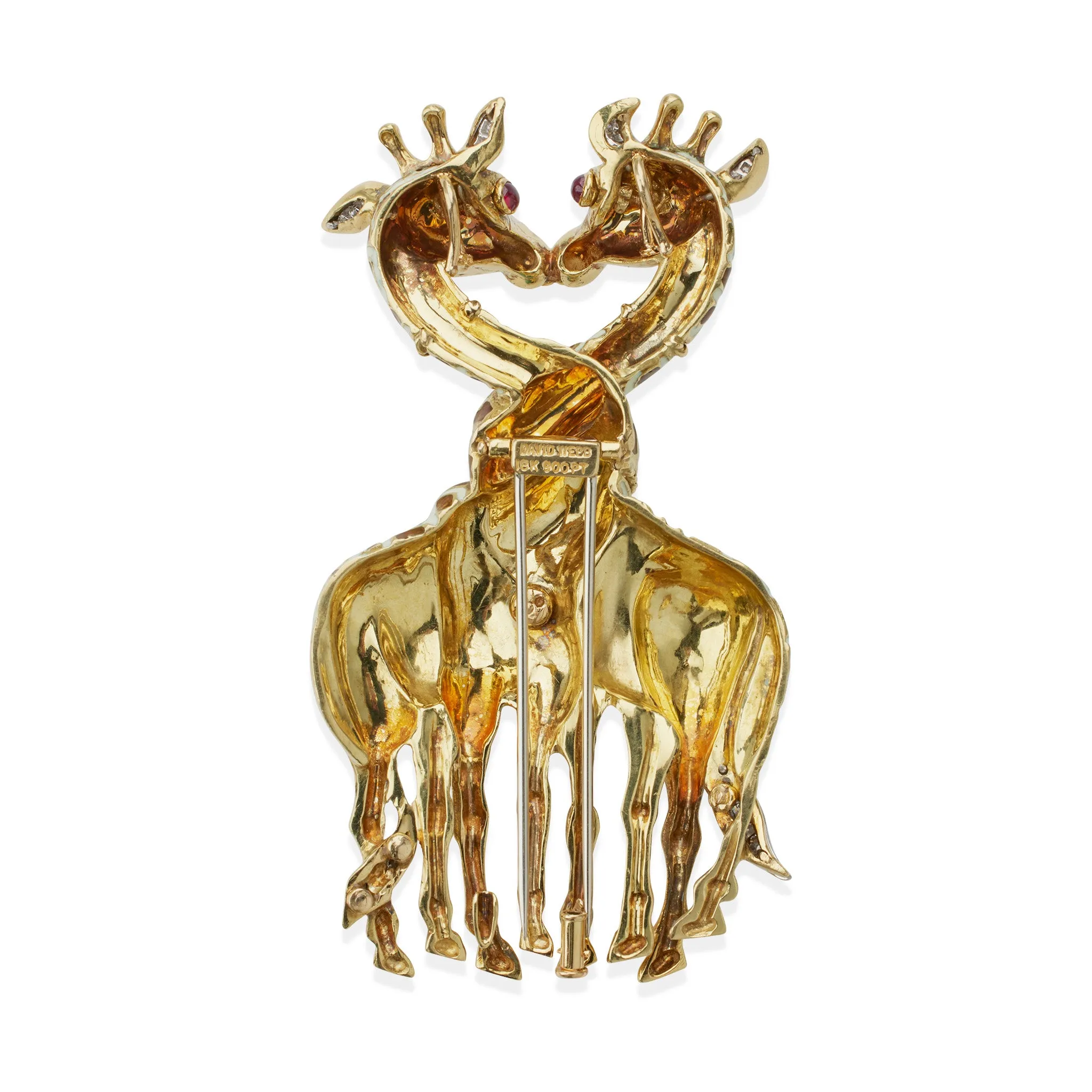 David Webb Enamel Giraffe Brooch