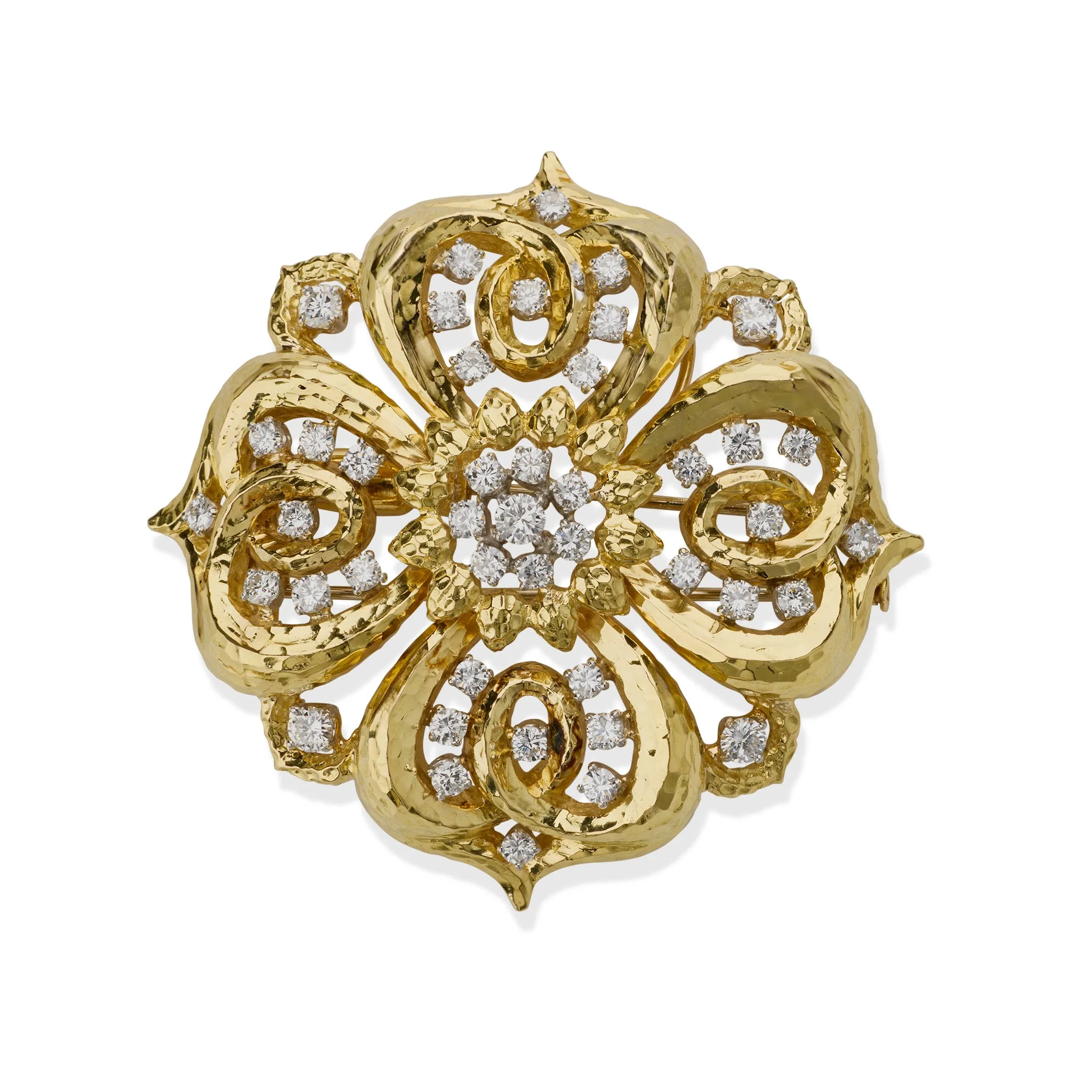 David Webb Hammered Pendant Necklace