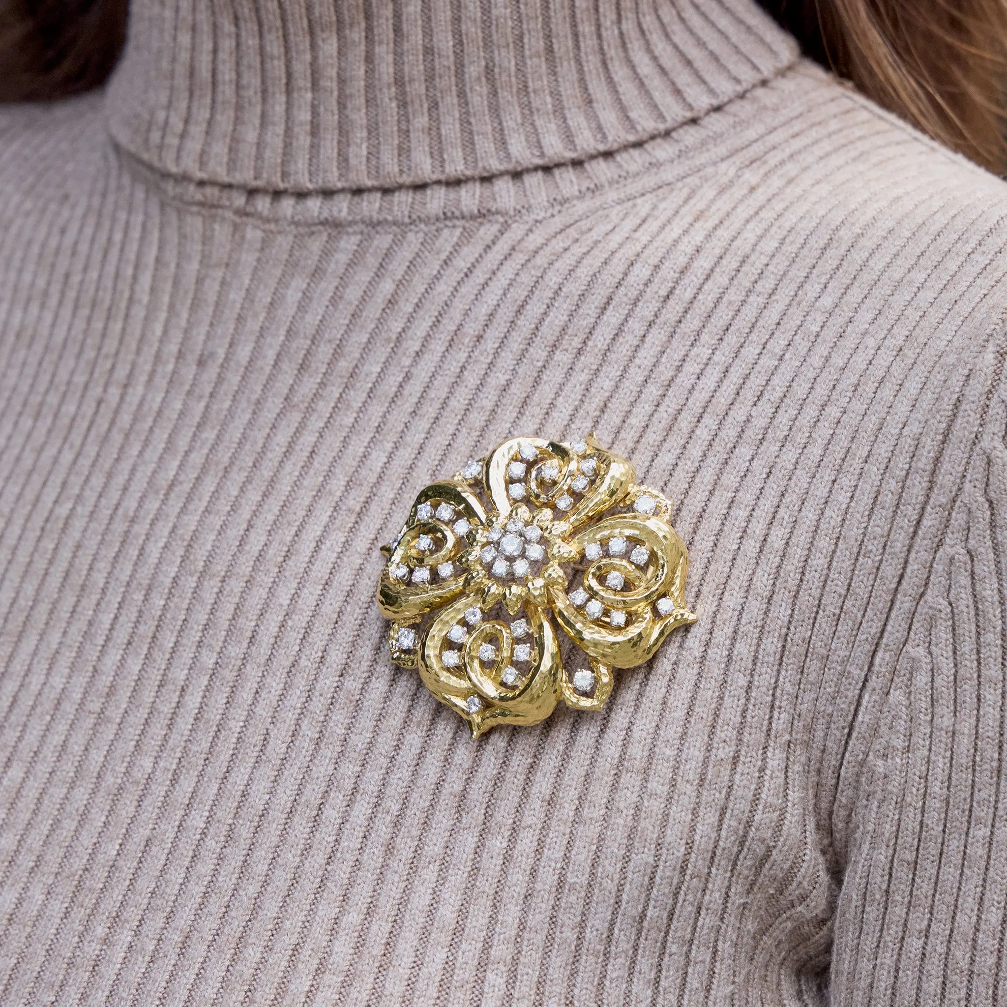 David Webb Hammered Pendant Necklace