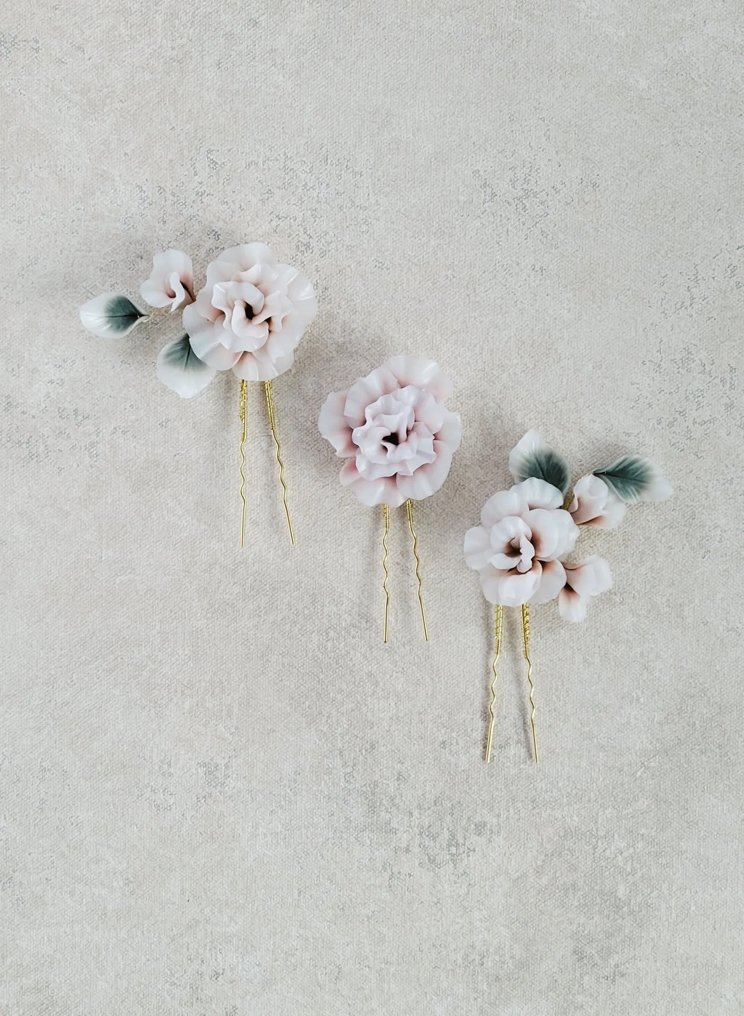 Decadent peony flower pin set of 3 - Style #2555