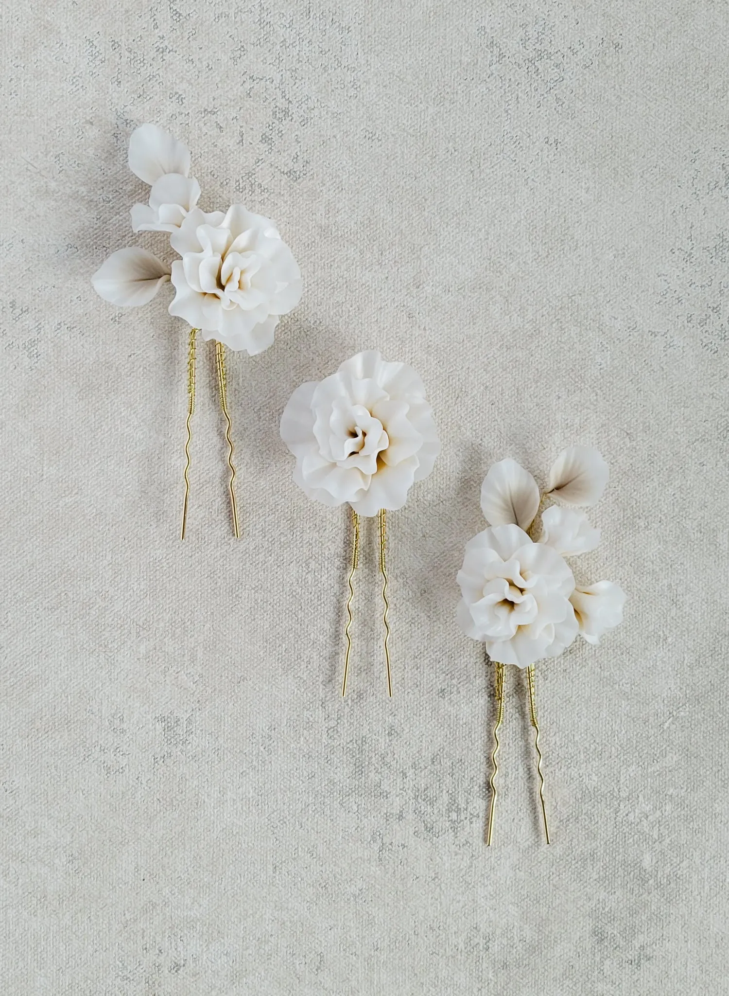 Decadent peony flower pin set of 3 - Style #2555