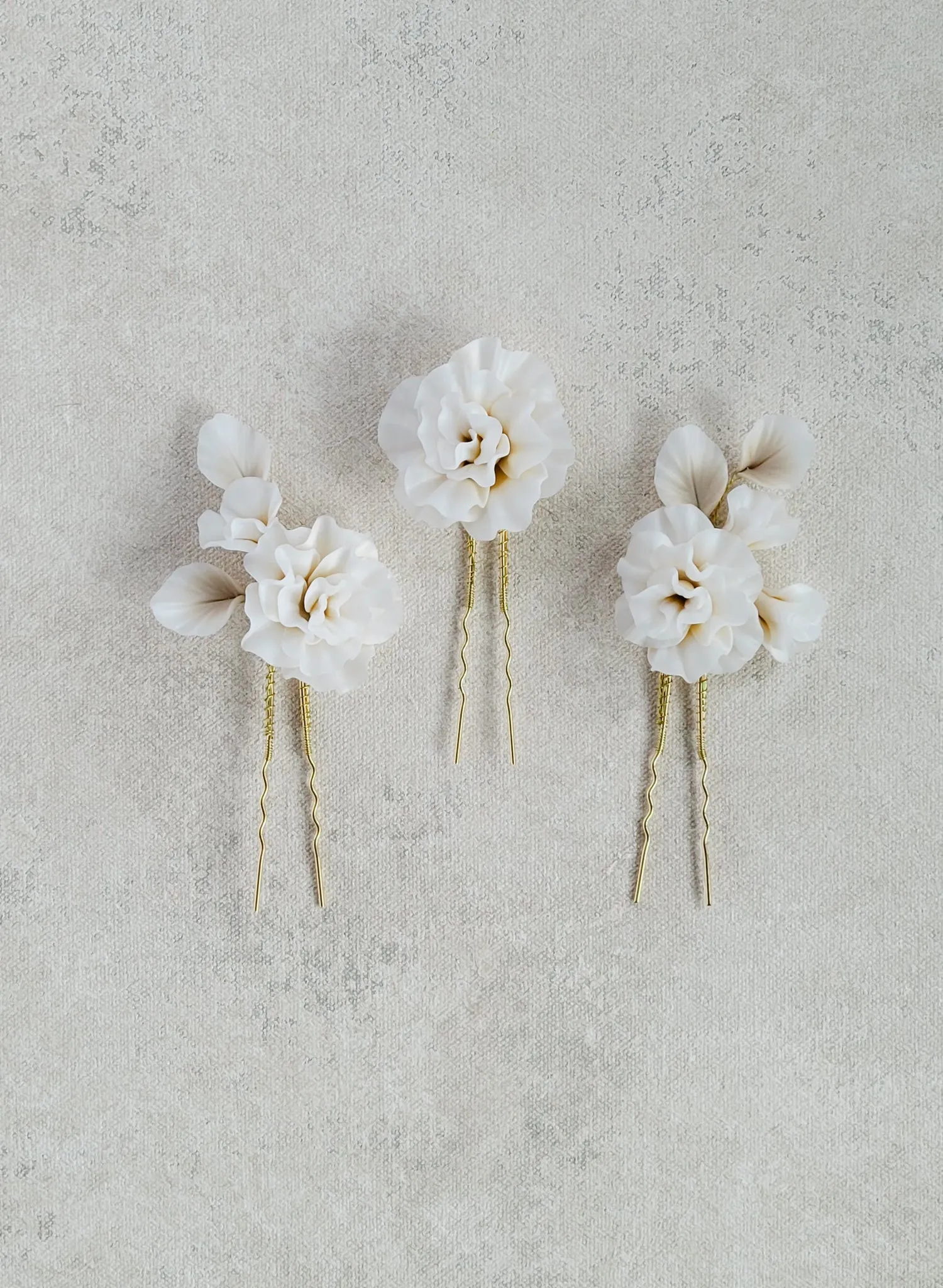 Decadent peony flower pin set of 3 - Style #2555