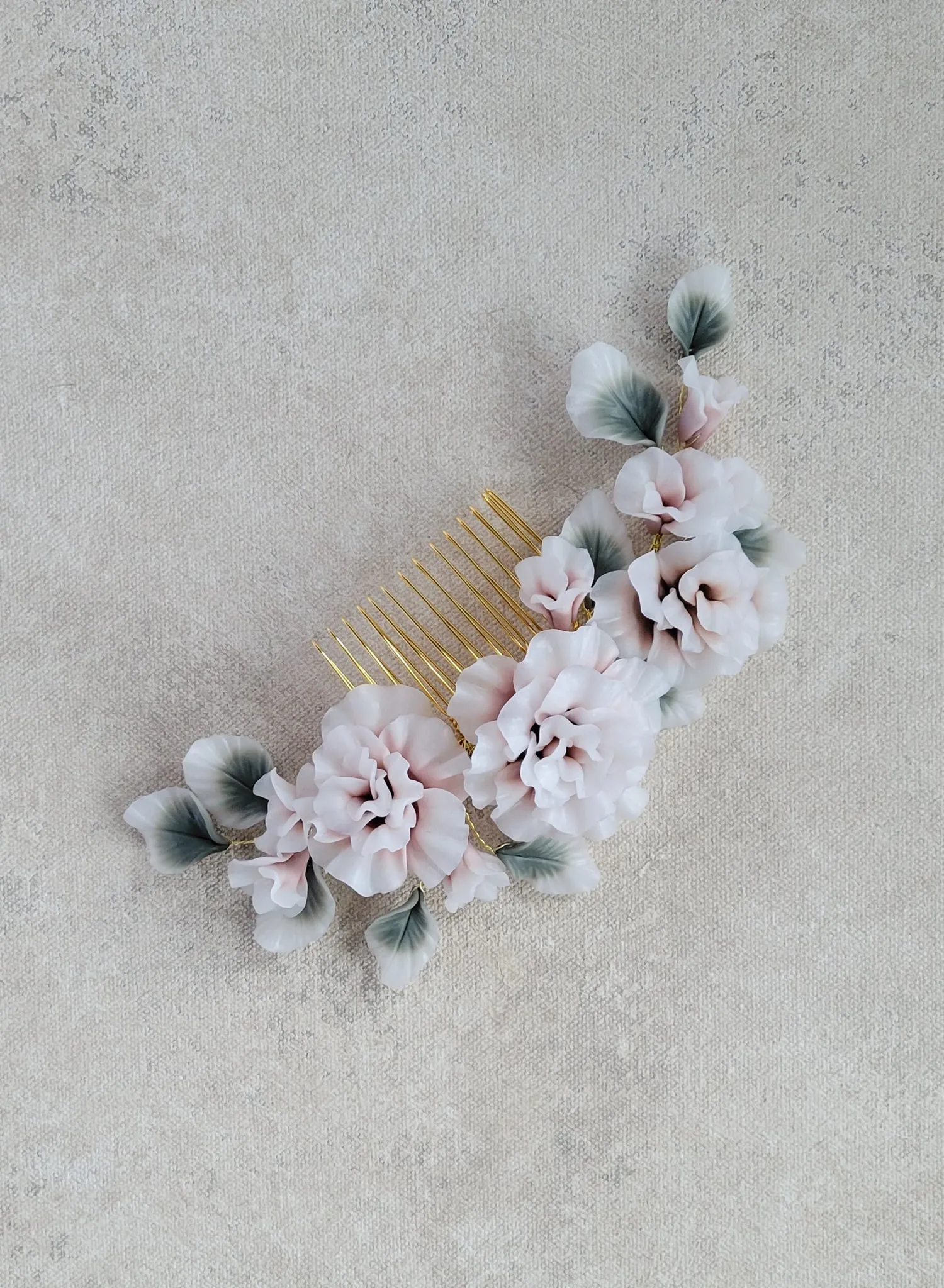Decadent triple peony hair comb - Style #2558